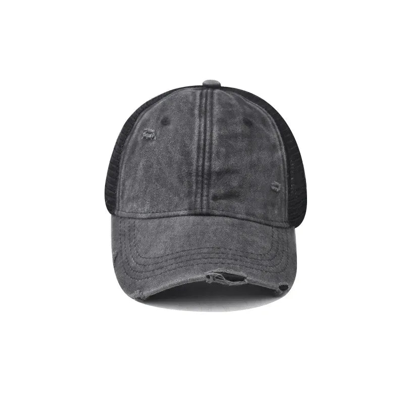 Washed Cotton Mesh Breathable Baseball Cap / Old Ripped Caps Men and Women