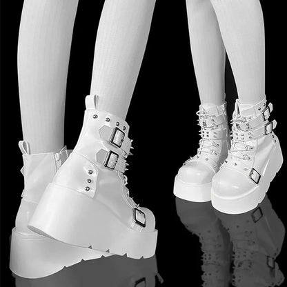 white 1 / 35 Gothic Style Platform Boots/ Vampire Cosplay Women Mid-calf Boots