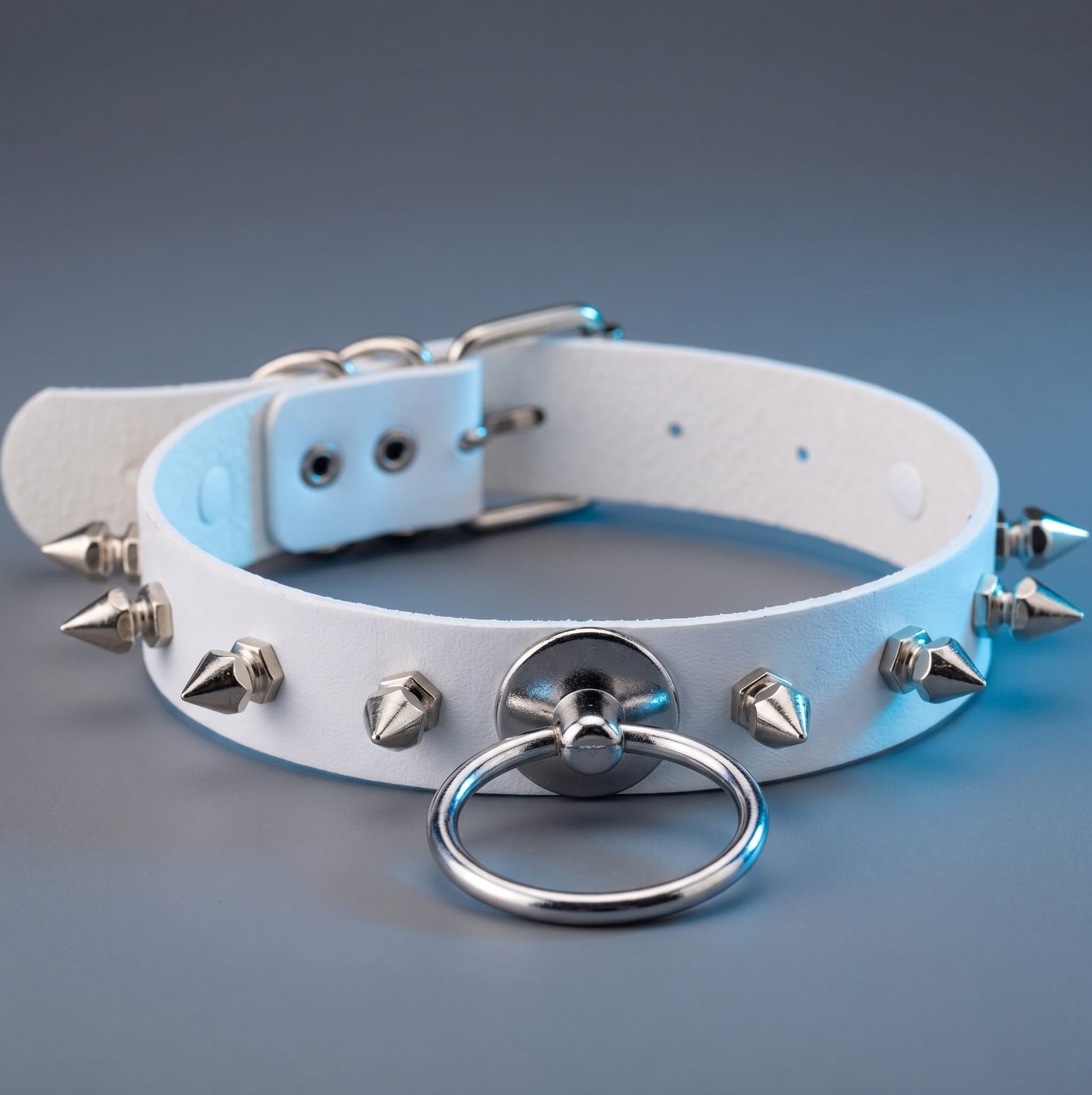 White Chocker Spikes Punk Collar
