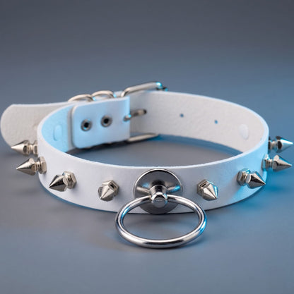 White Chocker Spikes Punk Collar