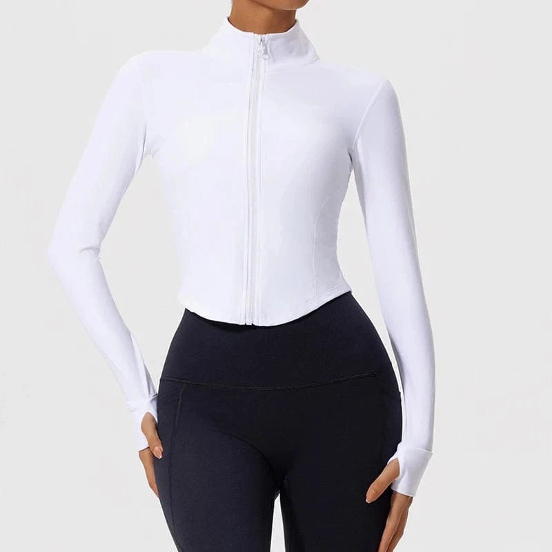 White / L Victorious Artemis Sports Jacket - Women's Casual, Long-Sleeve & Zippered