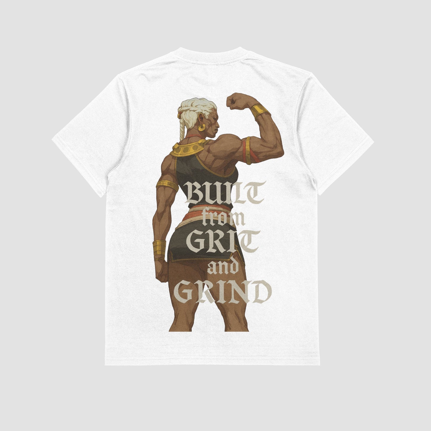 White / M Ambessa "Built from Grit & Grind" Gym T-shirt (Oversized)