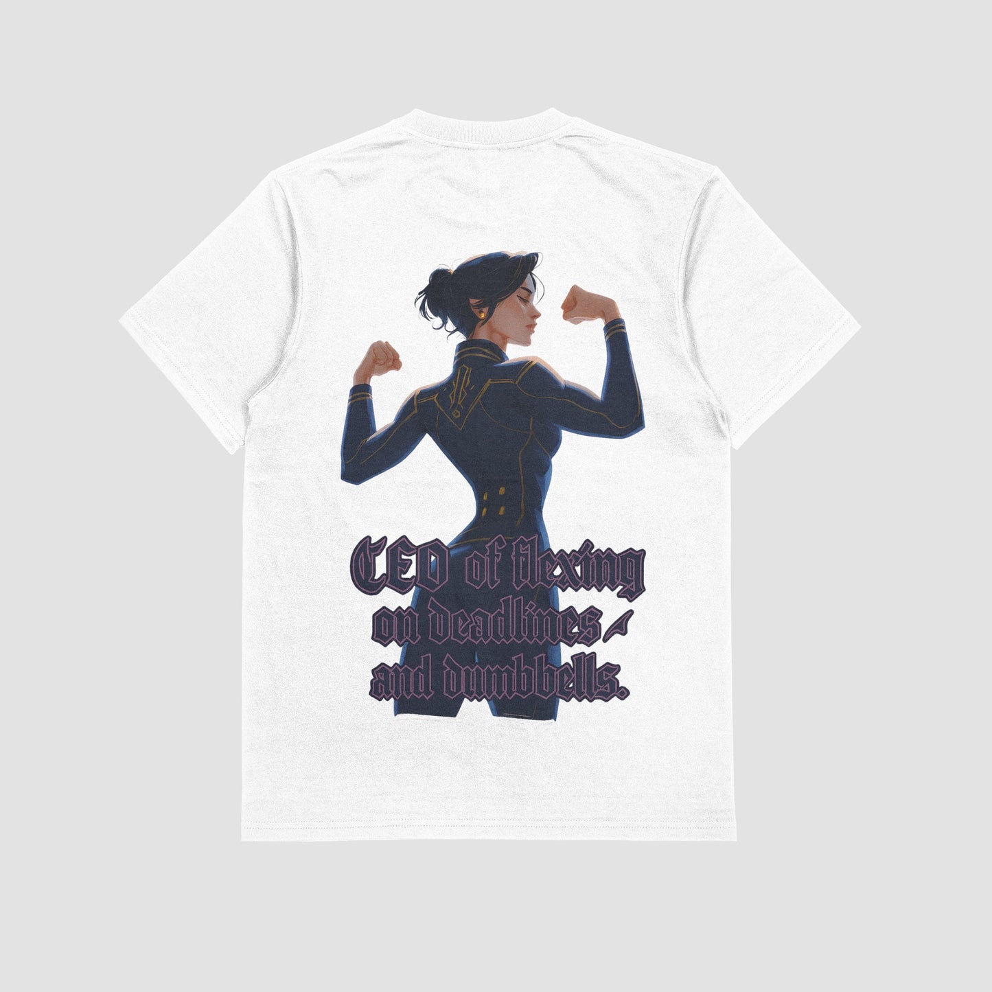 White / M Caitlyn "CEO of Flexing on Deadlines, and Dumbbells" Gym T-shirt (Oversized)