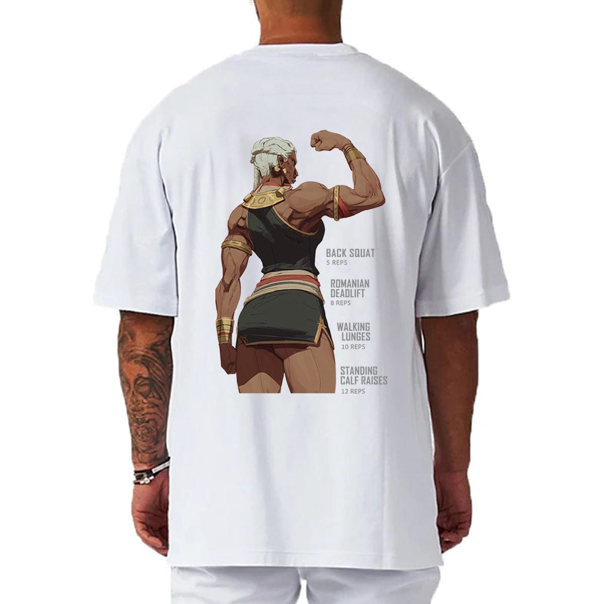White / M Gym Warrior Oversize T-shirt - Back Print (Oversize)
