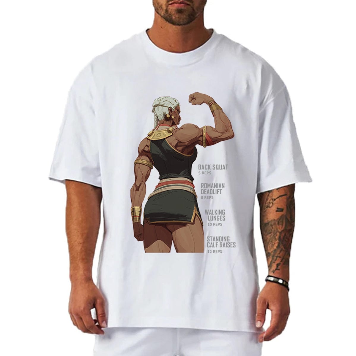 White / M Gym Warrior Oversize T-shirt - Front Print (Oversize)
