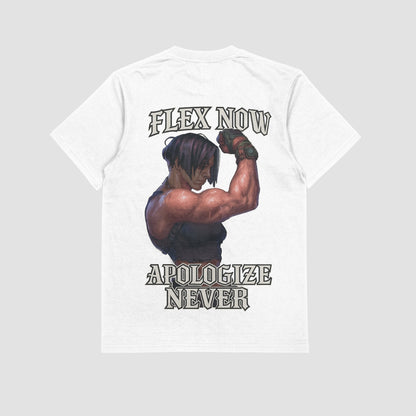 White / M Sevika "Flex Now, Appologize Never" Gym T-shirt (Oversized)