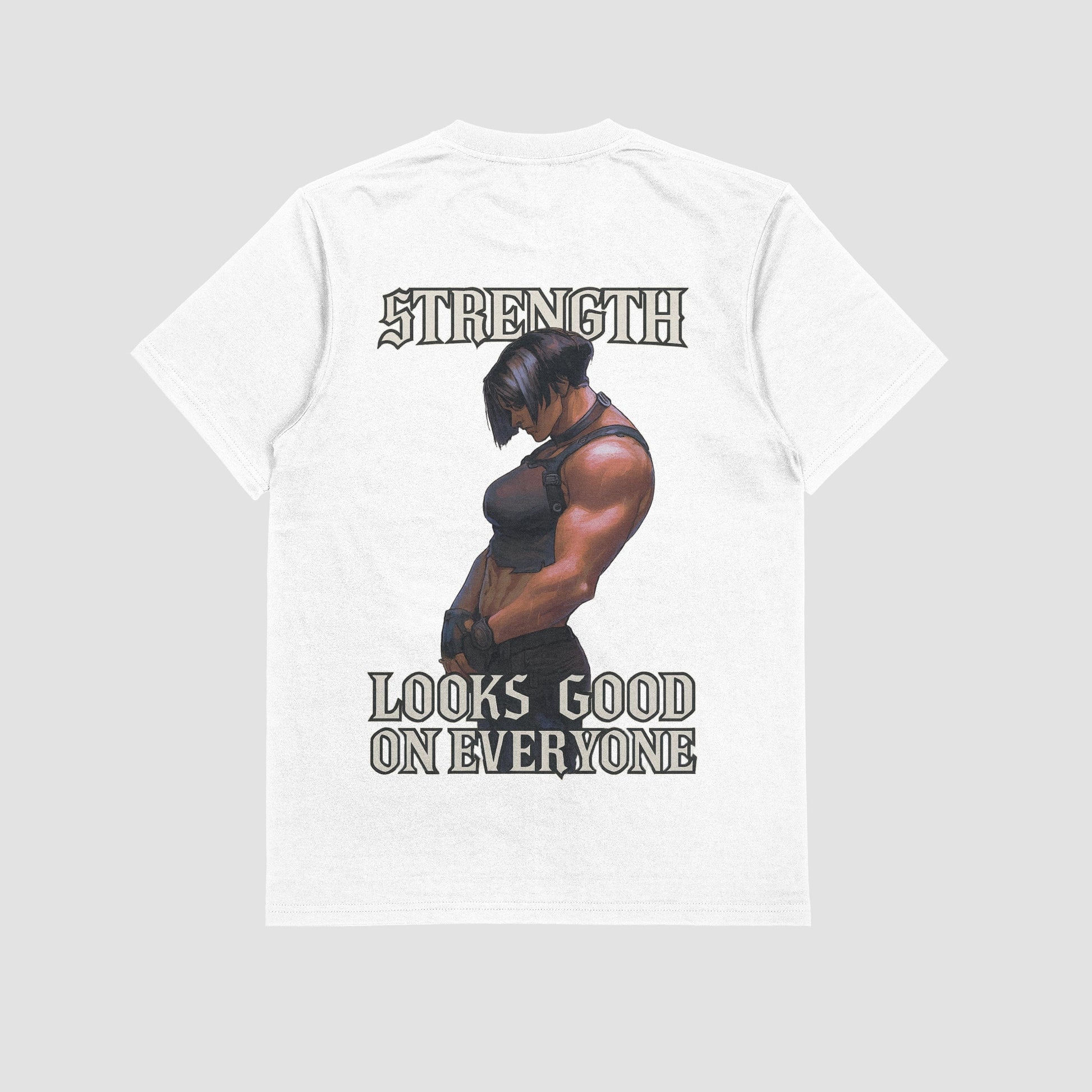 White / M Sevika "Strenght Looks Good on Everyone" Gym T-shirt (Oversized)