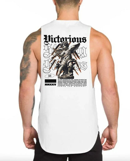 White / M Victorious Divine Power (High-Neck Gym Tank-Top)