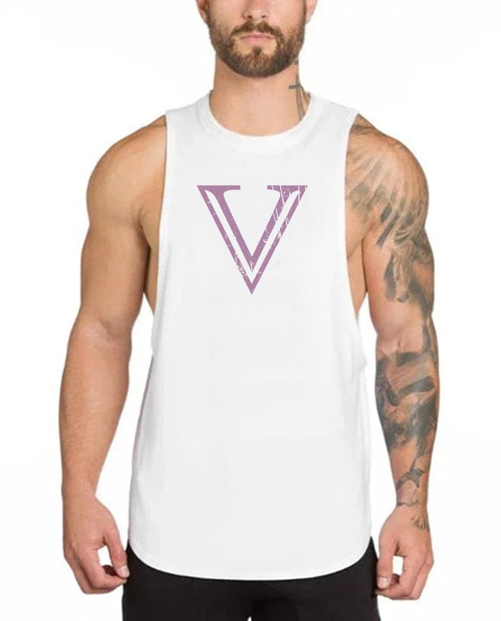 White / M Victorious Powerlift Gym Tank Top