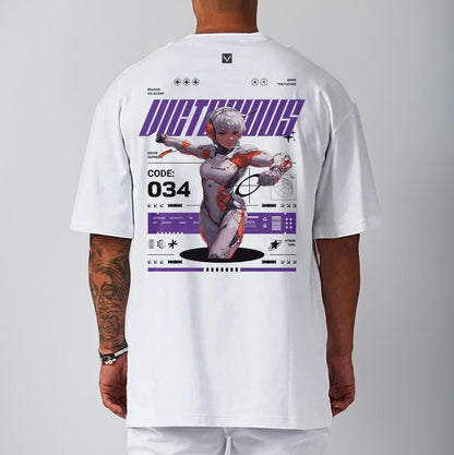 White / M Victorious "VALKYRIE POWER" Gym T-shirt (Oversize)