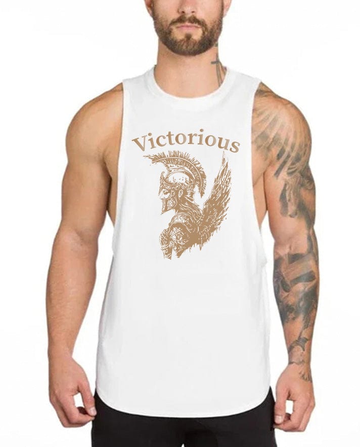 White / M Victorious Valkyrie's Battle (Men Gym Tank-Top)