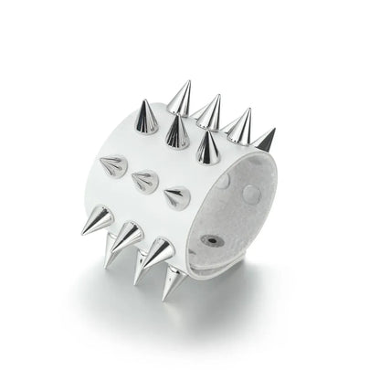 white Punk Studded Leather Bracelets Spiked Cuffs Black Wristband Men Women Goth Jewelry Gothic  Emo  Accessories