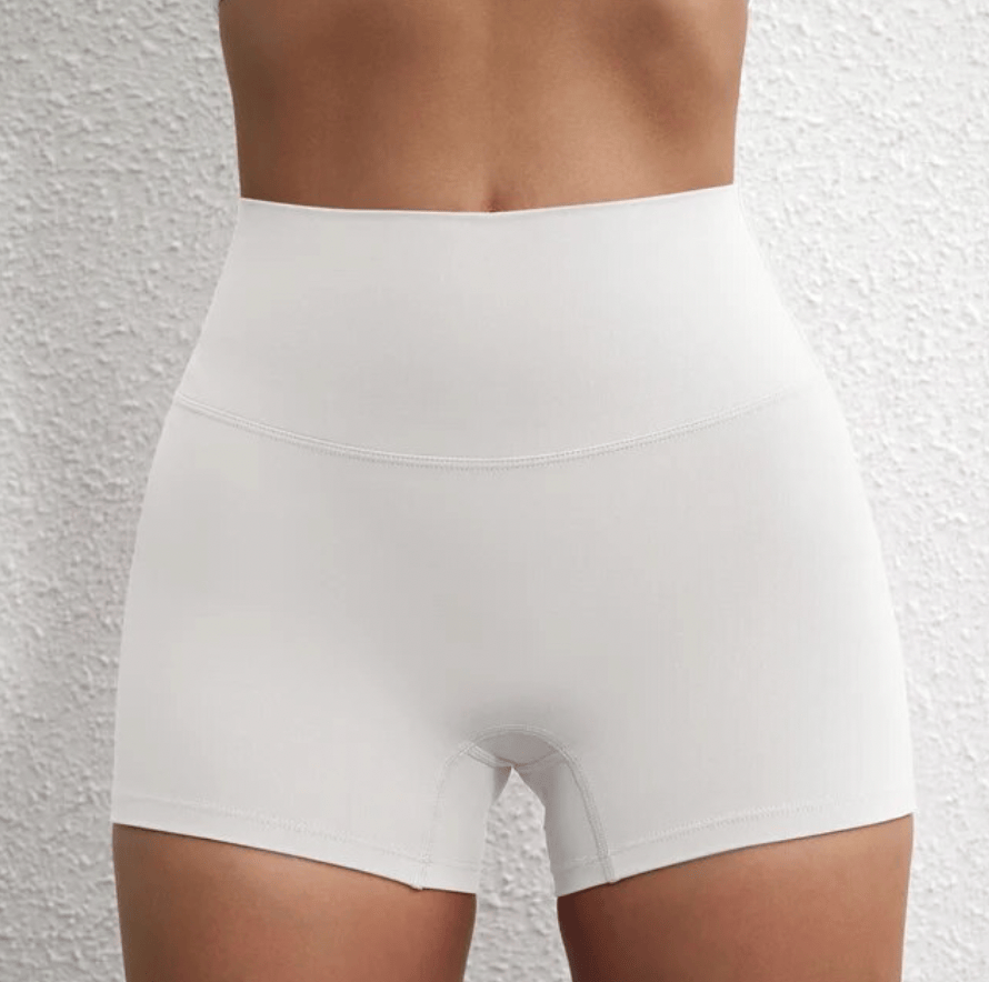 white / S-2 Women's 3" Gym Shorts / Yoga shorts (Ellie Seattle)