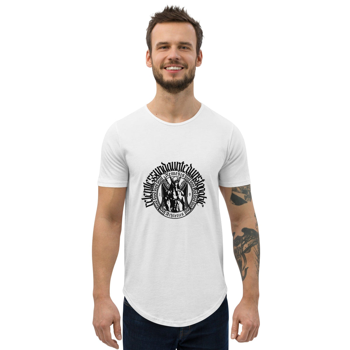 White / S Muscle Curved Hem T-Shirt
