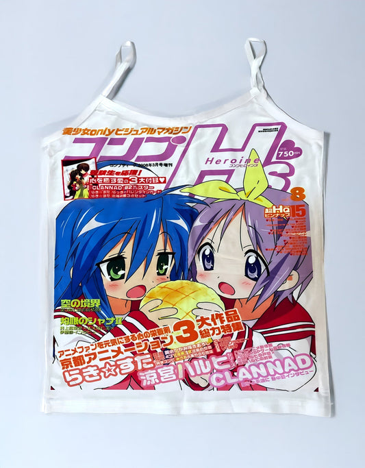 White / S Otaku Cover Girl Cami Anime Tank Top