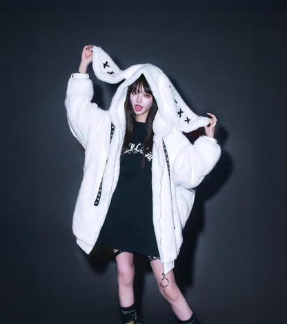 White / S Victorious Bunny Bliss Hoodie | Cozy & Stylish