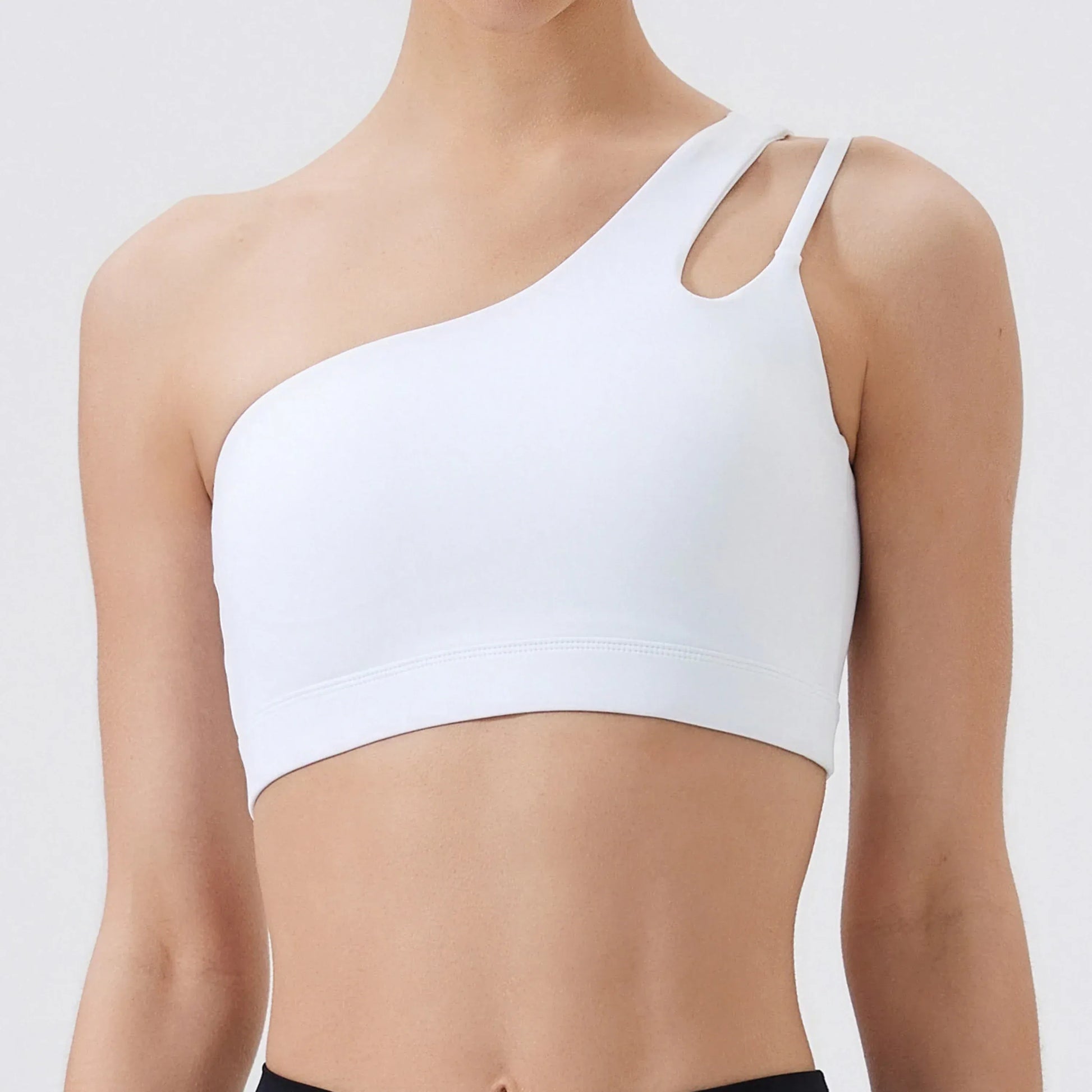 White / S Women Sports Bra/ Push Up Fitness Bras/ One Shoulder Shockproof (Victorious Cosmo Surge)
