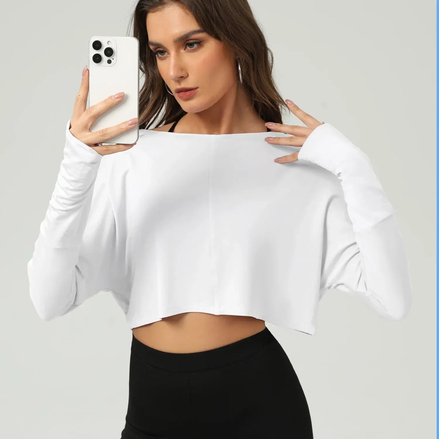 White / S Yoga Shirts Women Long Sleeve Hollow Out Backless Crop Top (Victorious NeuraFit)