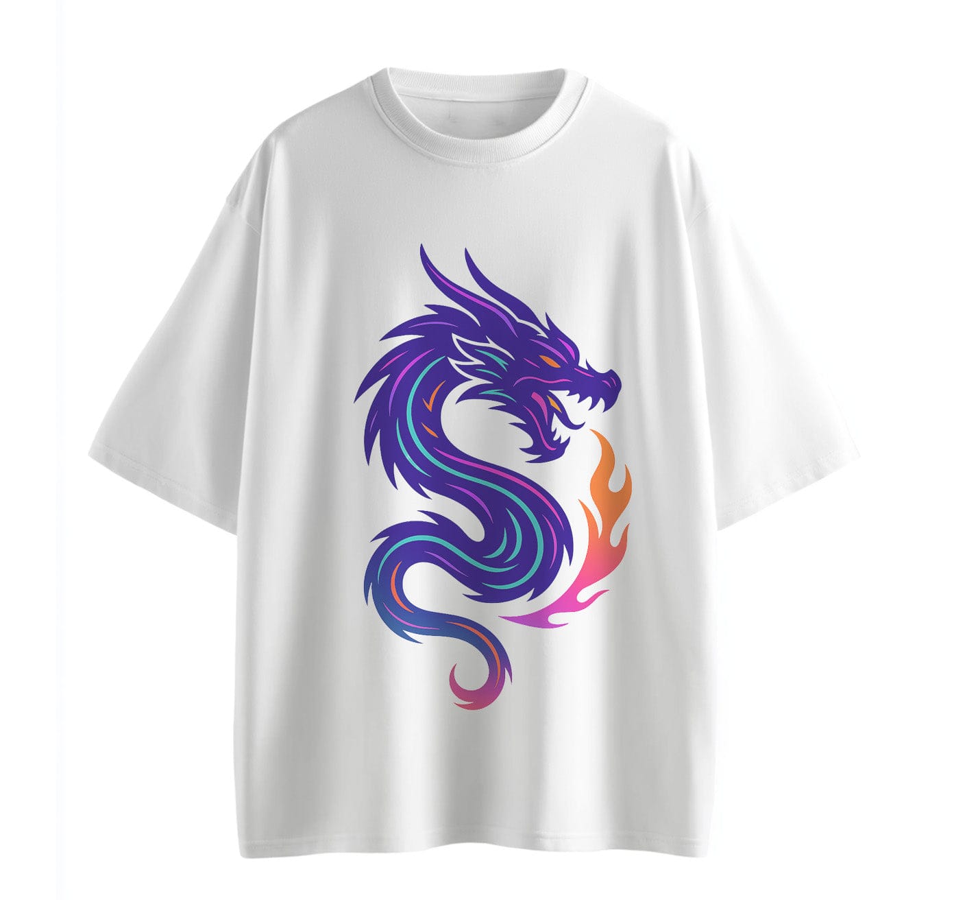 White / XS Dragon Symbol Anime Oversize T-Shirt