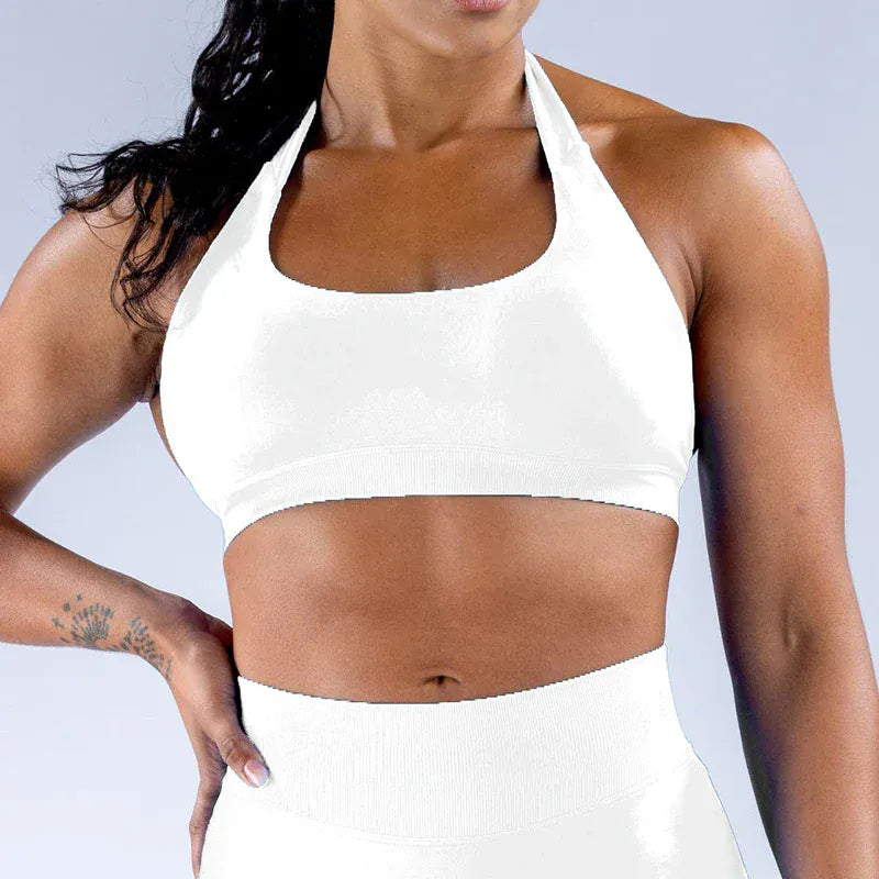 White / XS Impact Sports Bra / Women Seamless Neck Strap Yoga Bra /With Padding