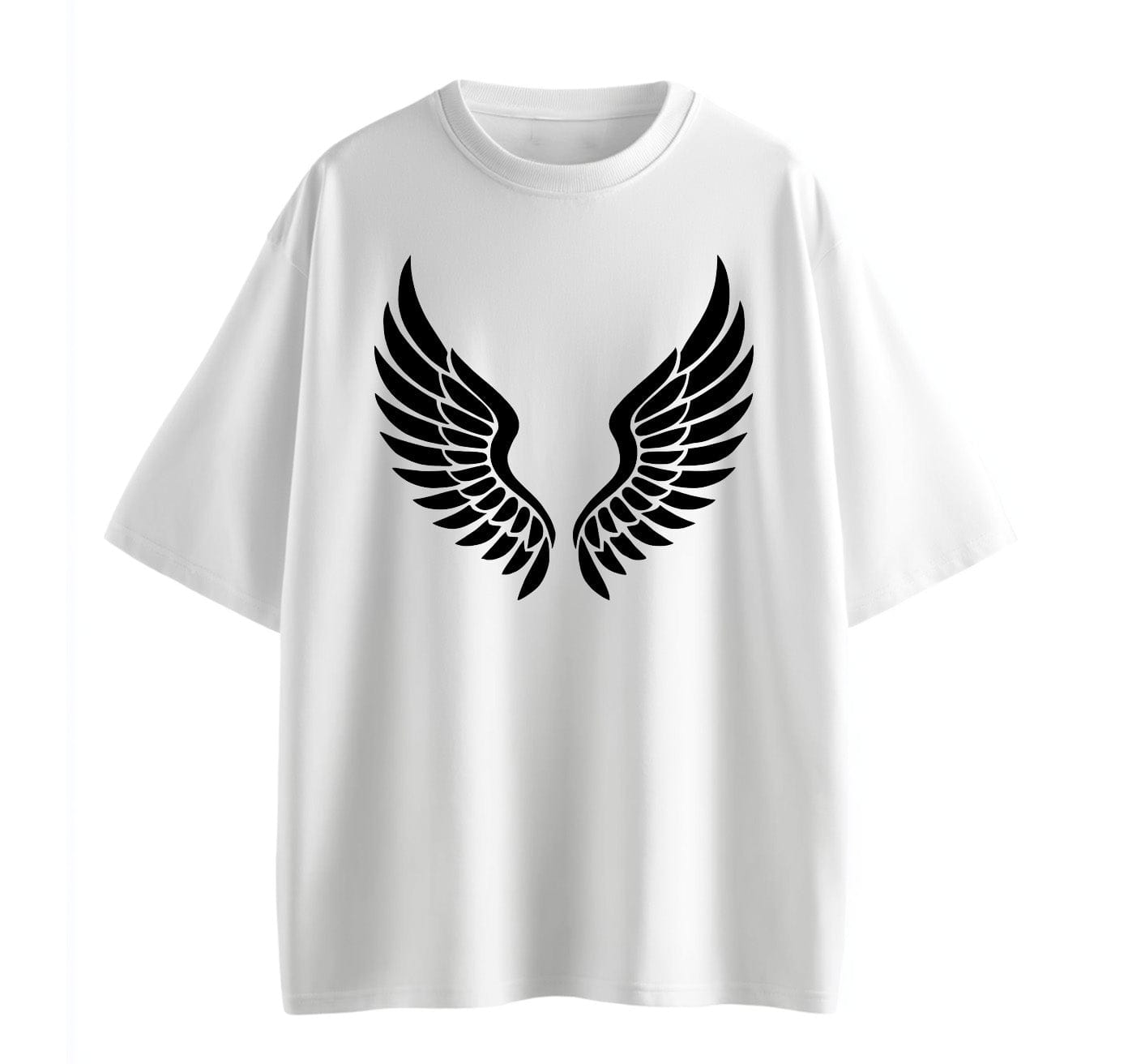 White / XS Leaf‑Swirl Symbol Anime Oversize T-Shirt