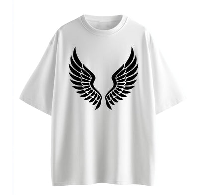 White / XS Leaf‑Swirl Symbol Anime Oversize T-Shirt