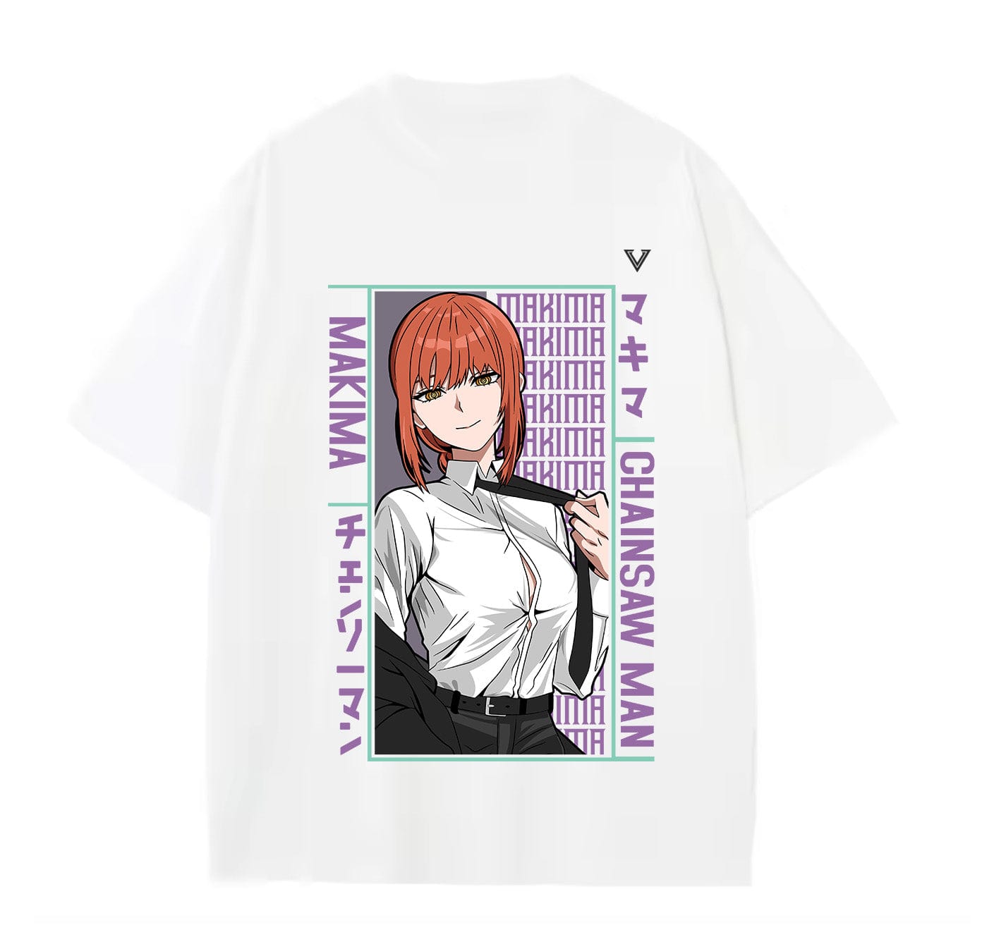 White / XS Makima (Chainsaw Man) Anime Oversize T-Shirt