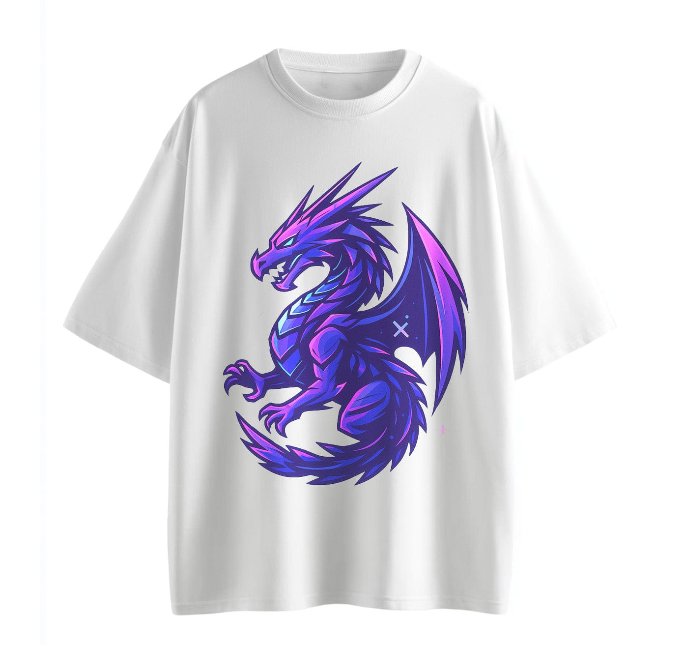 White / XS Neon Dragon Anime Oversize T-Shirt