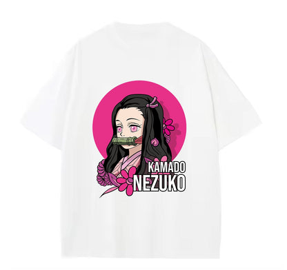 White / XS Nezuko (Demons Slayer) Anime Oversize T-Shirt