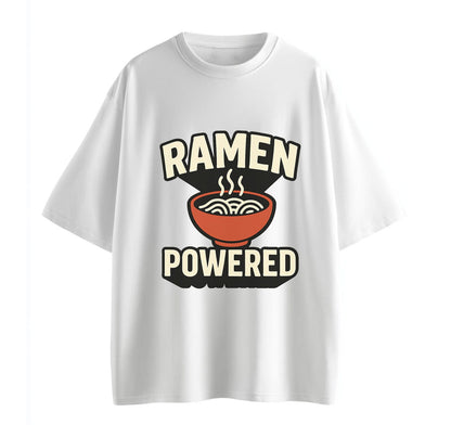 White / XS Ramen Powered Anime Oversize T-Shirt