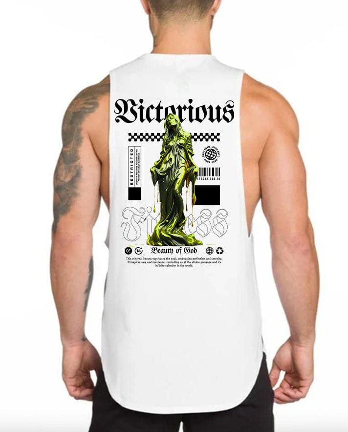 White / XXL Victorious Beauty of God (High-Nek Gym Tank-Top)