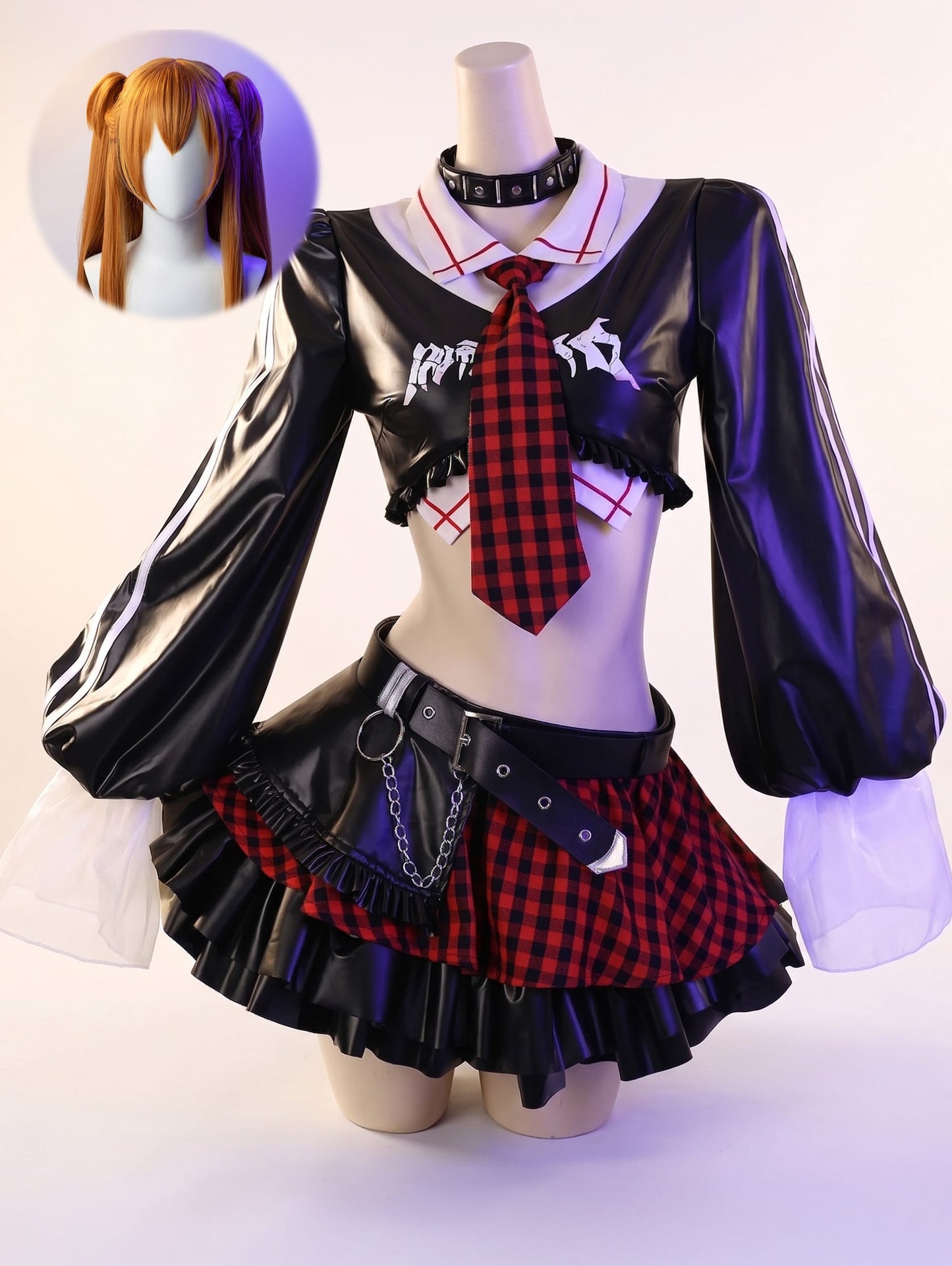 wig and costume / XS Cyber-Punk Asuka Langley Cosplay Set