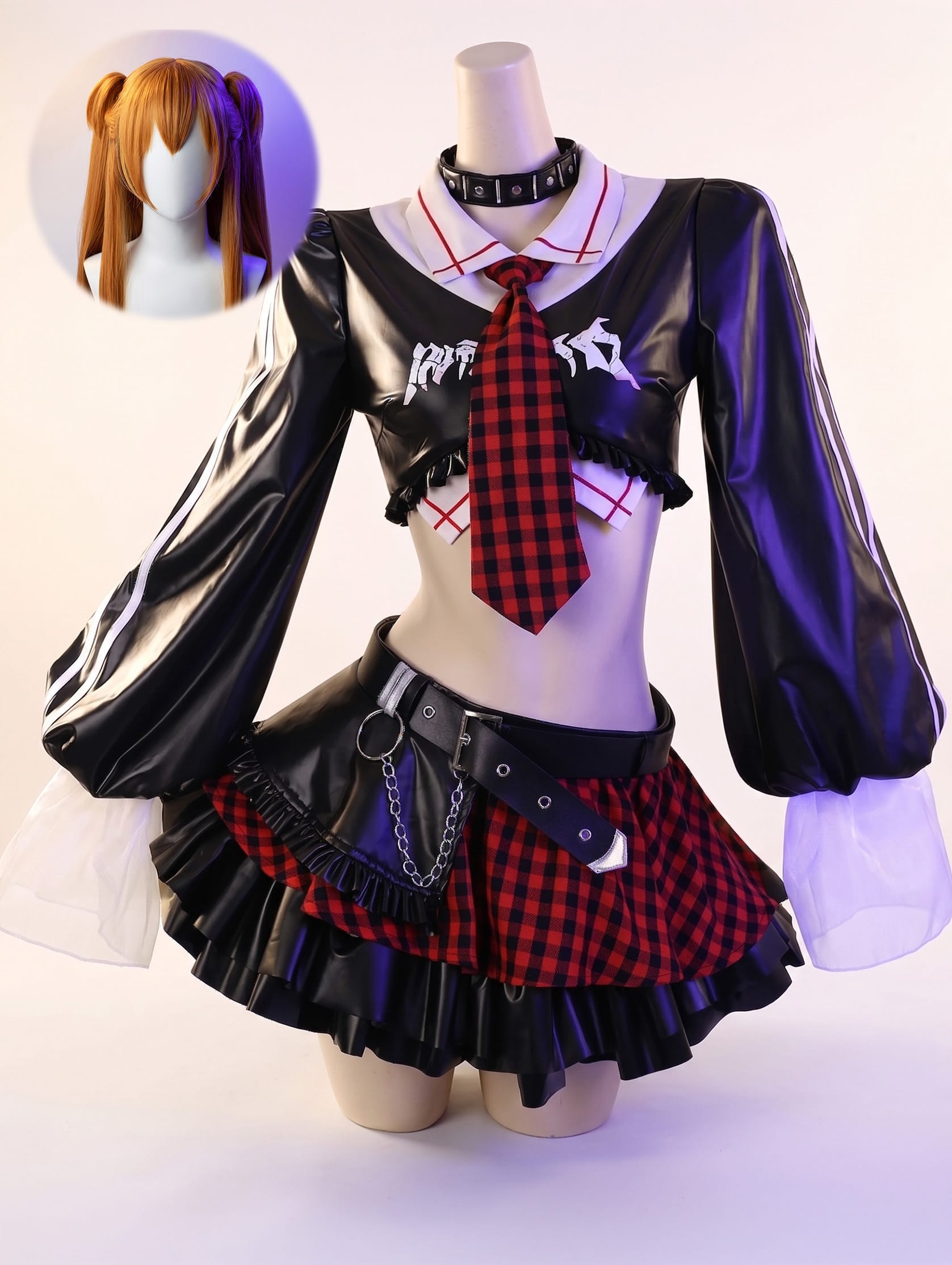 wig and costume / XS Cyber-Punk Asuka Langley Cosplay Set