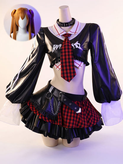 wig and costume / XS Cyber-Punk Asuka Langley Cosplay Set