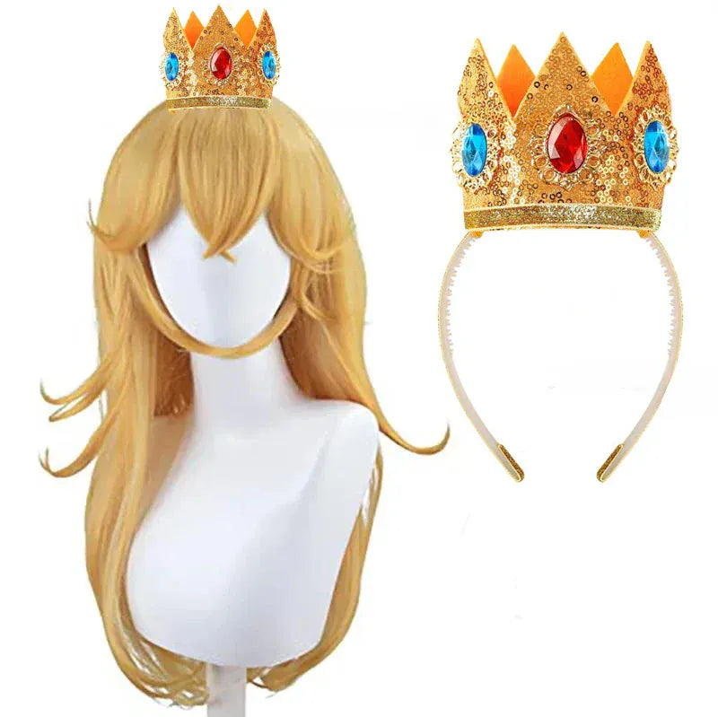 Wig and Headwear / One Size Prices Peach Wig Cosplay / Crown and Wig Cosplay for Princes Peach