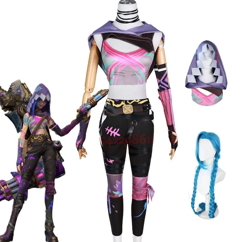 wig new jinx cos / XS Arcane 2 Fractured Jinx Cosplay