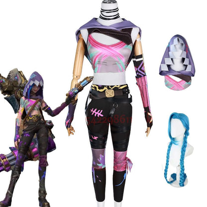 wig new jinx cos / XS Arcane 2 Fractured Jinx Cosplay
