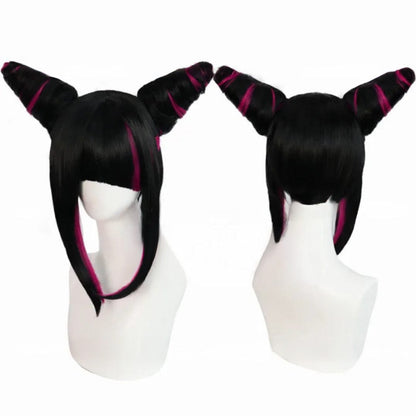 Wig Only / One Size Han Juri Cosplay Wig /Black Rose Red Wig Cosplay / Street Fighter Cosplay
