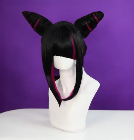 Wig Only / One Size Han Juri Cosplay Wig /Black Rose Red Wig Cosplay / Street Fighter Cosplay
