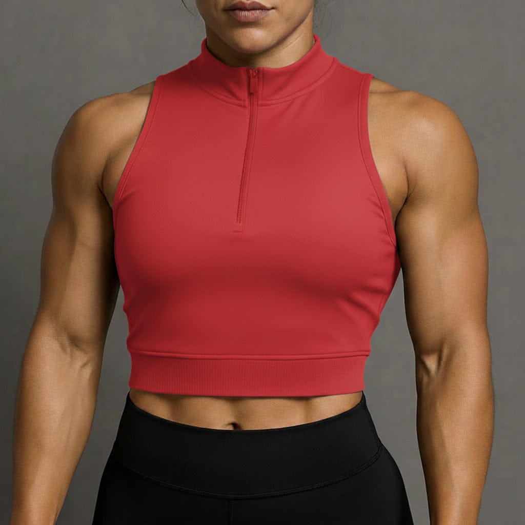 Wine Red / XS Athletic Sleeveless Crop top/ Workout Crop Top