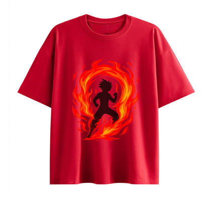 Wine Red / XS Cosmic Battle Anime Oversize T-Shirt