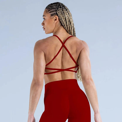 Wine Red / XS Dynamic Backless Sports Bra / High Impact Fitness / Gym Bra
