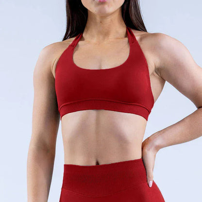 Wine Red / XS Impact Sports Bra / Women Seamless Neck Strap Yoga Bra /With Padding