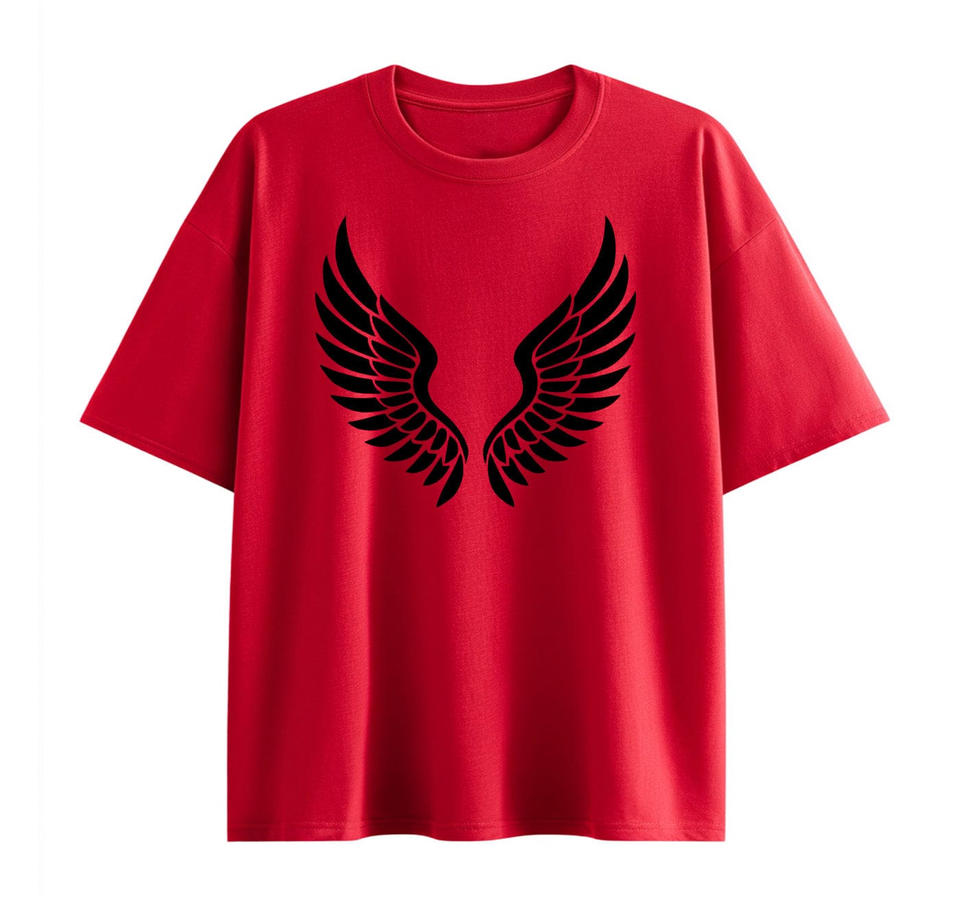 Wine Red / XS Leaf‑Swirl Symbol Anime Oversize T-Shirt
