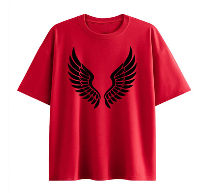 Wine Red / XS Leaf‑Swirl Symbol Anime Oversize T-Shirt