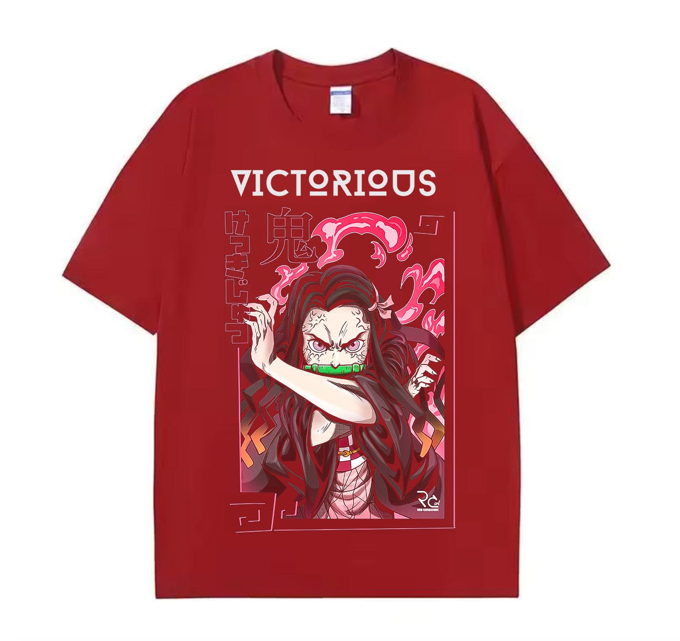 Wine Red / XS Nezuko (Demon Slayer)  Anime Oversize T-Shirt