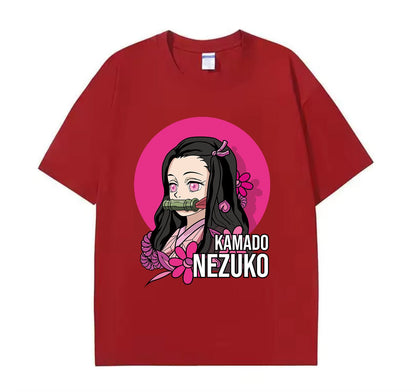 Wine Red / XS Nezuko (Demons Slayer) Anime Oversize T-Shirt