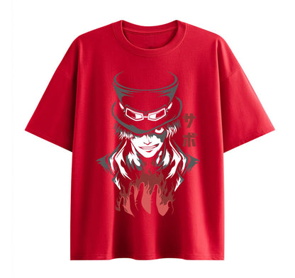 Wine Red / XS Sabo (One Piece) Anime Oversize T-Shirt