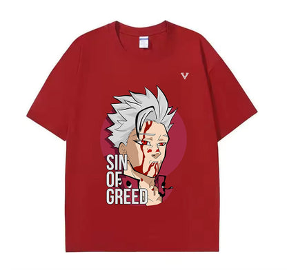 Wine Red / XS Sin of Greed (Seven Deadly Sins) Anime Oversize T-Shirt