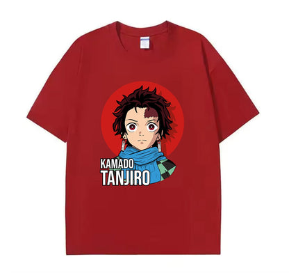 Wine Red / XS Tanjiro (Demon Slayer) Anime Oversize T-Shirt